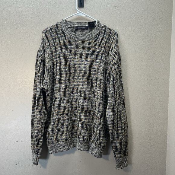 Jhane Barnes Sweater Mens Sz S 3D Geometric Style Pullover Long Sleeve Oversized - Picture 1 of 7